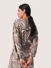 Soaked in Luxury Marian Knee-Length V-Neck Brown Dress - Image 2 of 7