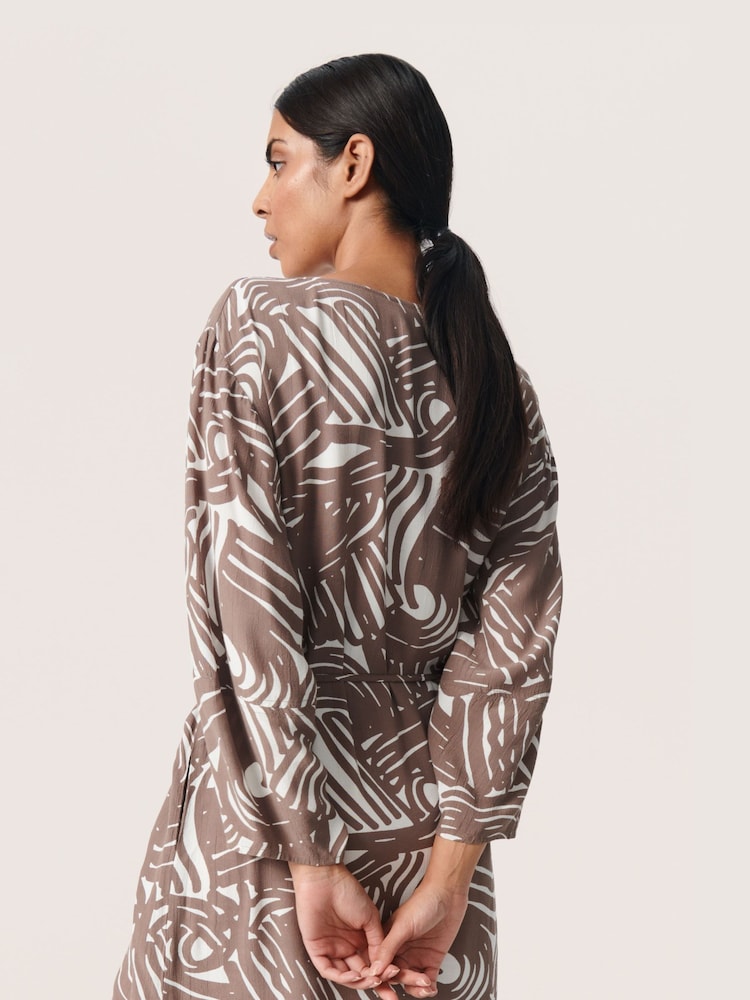 Soaked in Luxury Marian Knee-Length V-Neck Brown Dress - Image 2 of 7