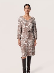 Soaked in Luxury Marian Knee-Length V-Neck Brown Dress - Image 4 of 7