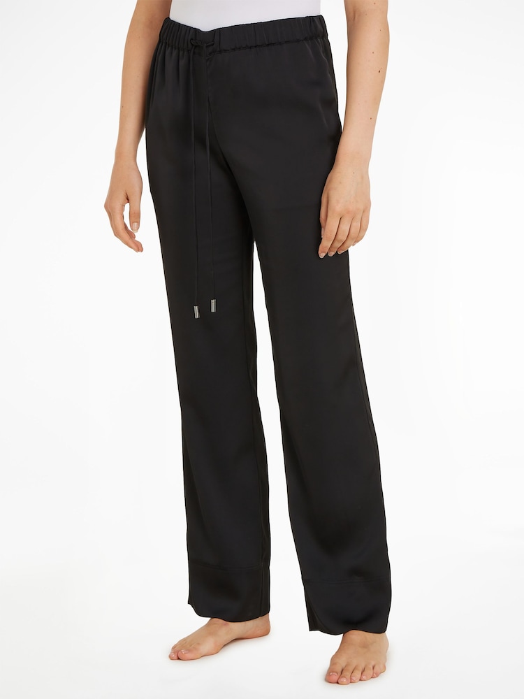 Calvin Klein Black Shiny Satin Trousers - Image 1 of 3