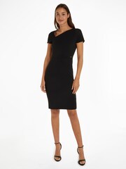 Calvin Klein Black Scuba Crepe Open Neck Dress - Image 1 of 6