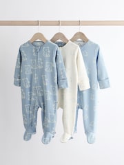 Blue Baby Sleepsuits 3 Pack (0-2yrs) - Image 1 of 13