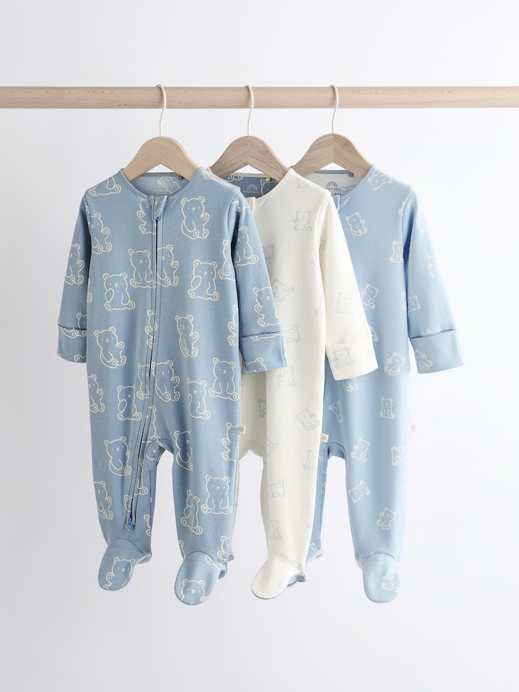 Blue Baby Sleepsuits 3 Pack (0-2yrs) - Image 1 of 13