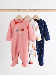 Red/Blue Baby Embroidered Sleepsuits 3 Pack (0mths-2yrs) - Image 1 of 11