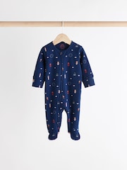 Red/Blue Baby Embroidered Sleepsuits 3 Pack (0mths-2yrs) - Image 3 of 11