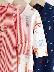 Red/Blue Baby Embroidered Sleepsuits 3 Pack (0mths-2yrs) - Image 6 of 11