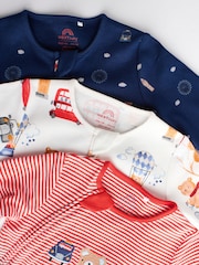 Red/Blue Baby Embroidered Sleepsuits 3 Pack (0mths-2yrs) - Image 7 of 11