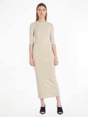 Calvin Klein Natural Rib T-Shirt Midi Dress - Image 1 of 3