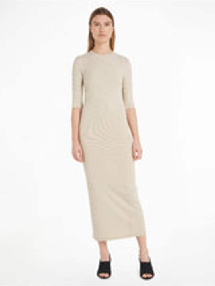 Calvin Klein Natural Rib T-Shirt Midi Dress - Image 1 of 3