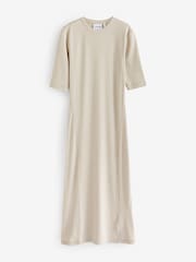 Calvin Klein Natural Rib T-Shirt Midi Dress - Image 3 of 3