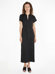 Calvin Klein Black Midi Shirt Dress - Image 1 of 6