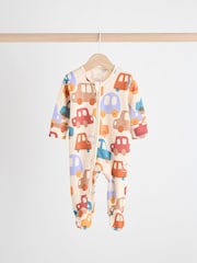 Bright Baby 2 Way Zip Sleepsuits 3 Pack (0mths-2yrs) - Image 3 of 12
