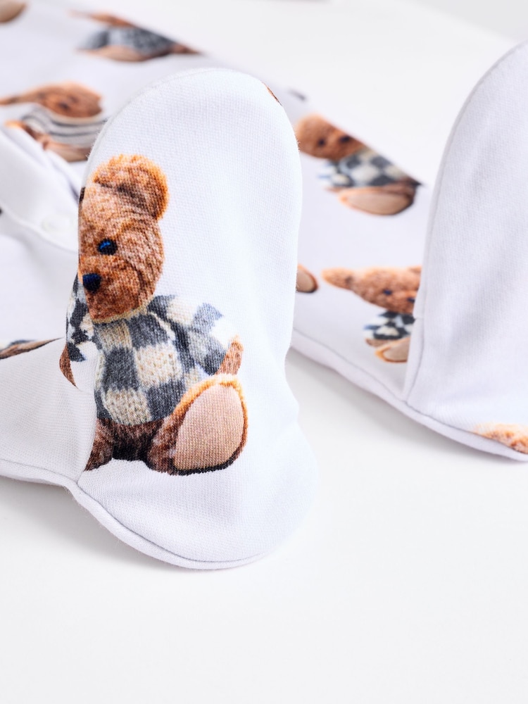 Bear Checkerboard Baby Sleepsuits 3 Pack (0mths-3yrs) - Image 12 of 13