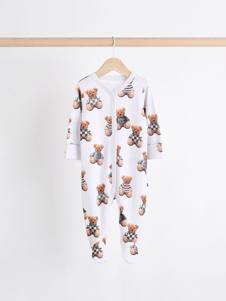 Bear Checkerboard Baby Sleepsuits 3 Pack (0mths-3yrs) - Image 3 of 13