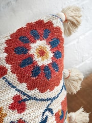 Pineapple Elephant Red/Natural Yasmine Tassel 100% Cotton Cushion - Image 2 of 5