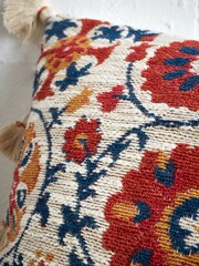 Pineapple Elephant Red/Natural Yasmine Tassel 100% Cotton Cushion - Image 3 of 5
