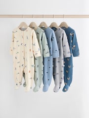 Сине-зеленый - Patterned Baby Sleepsuits 5 Pack (0-2yrs) - Изображение 1 14