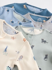 Сине-зеленый - Patterned Baby Sleepsuits 5 Pack (0-2yrs) - Изображение 10 14