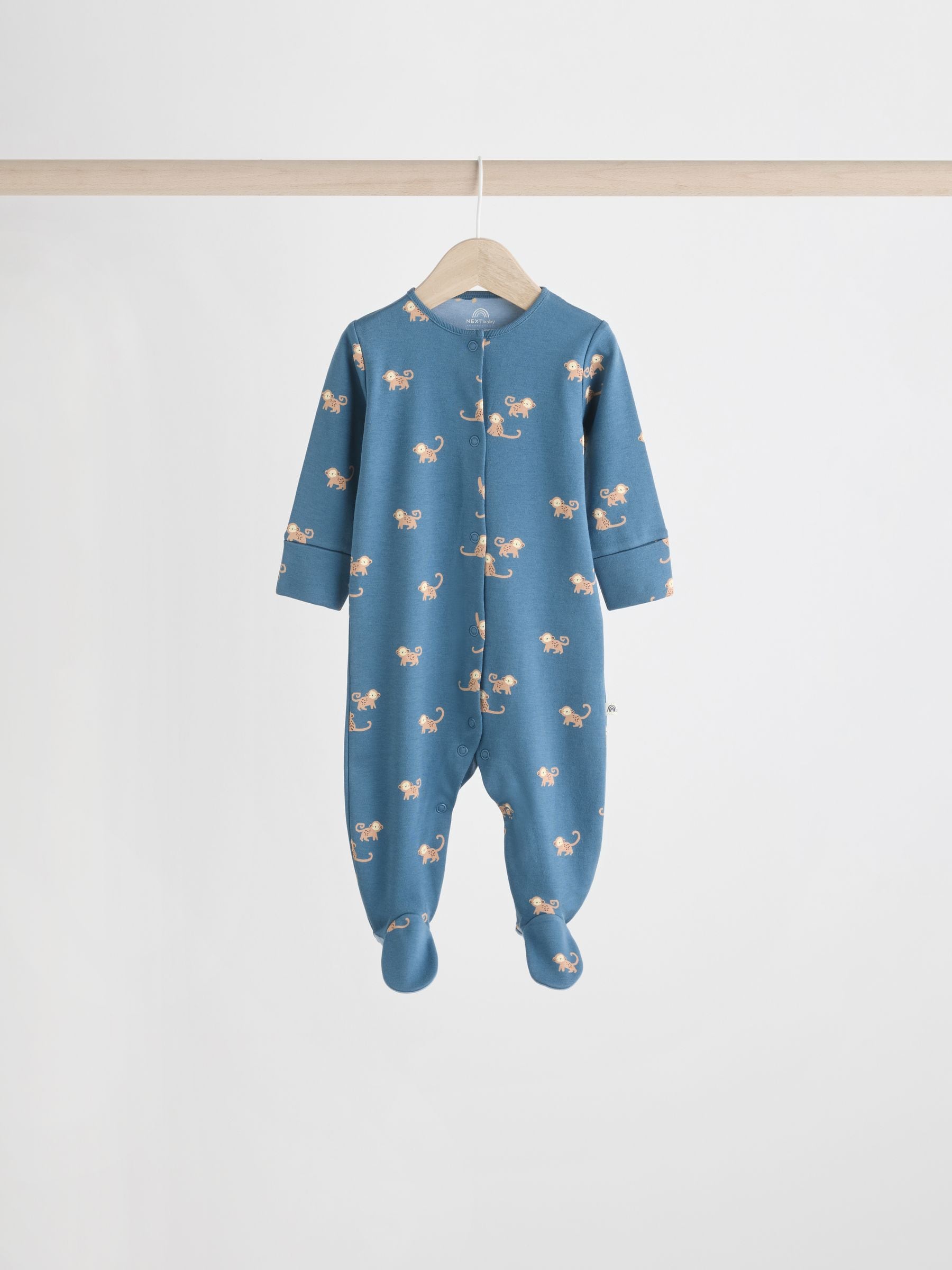 Buy Teal Blue Patterned Baby Sleepsuits 5 Pack (0-2yrs) from the