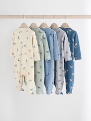 Сине-зеленый - Patterned Baby Sleepsuits 5 Pack (0-2yrs) - Изображение 7 14