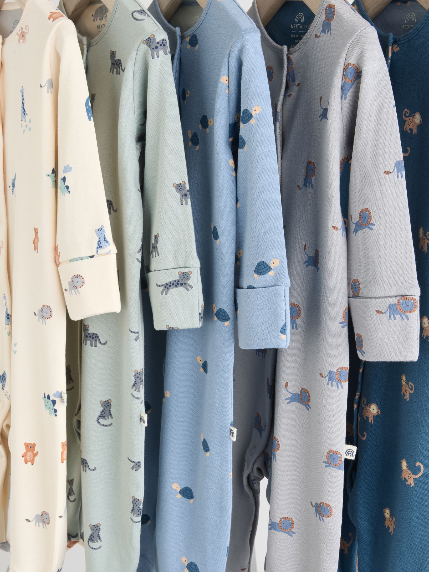 Buy Teal Blue Patterned Baby Sleepsuits 5 Pack (0-2yrs) from the
