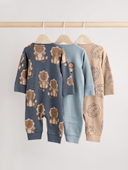 Темно-синий - Baby Two Way Zip Footless Sleepsuits 3 Pack (0mths-3yrs) - Изображение 2 12