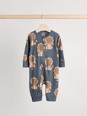 Темно-синий - Baby Two Way Zip Footless Sleepsuits 3 Pack (0mths-3yrs) - Изображение 3 12