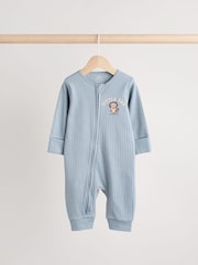 Темно-синий - Baby Two Way Zip Footless Sleepsuits 3 Pack (0mths-3yrs) - Изображение 5 12