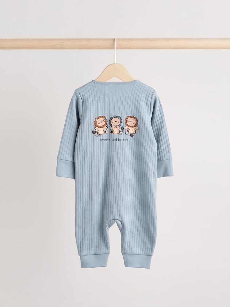 Navy Baby Two Way Zip Footless 100% Cotton Sleepsuits 3 Pack (0mths-3yrs) - Image 6 of 12
