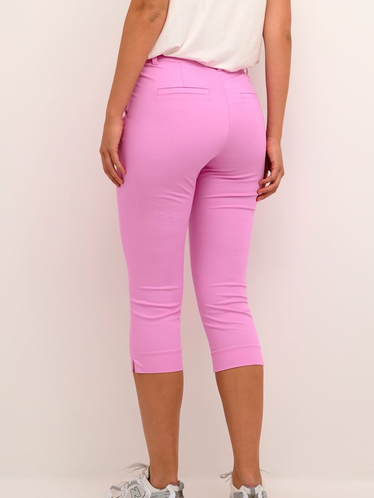 Kaffe Pink Lea Capri Slim Regular Waist Trousers - Image 2 of 6 Kaffe Pink Lea Capri Slim Regular Waist Trousers - Image 2 of 6