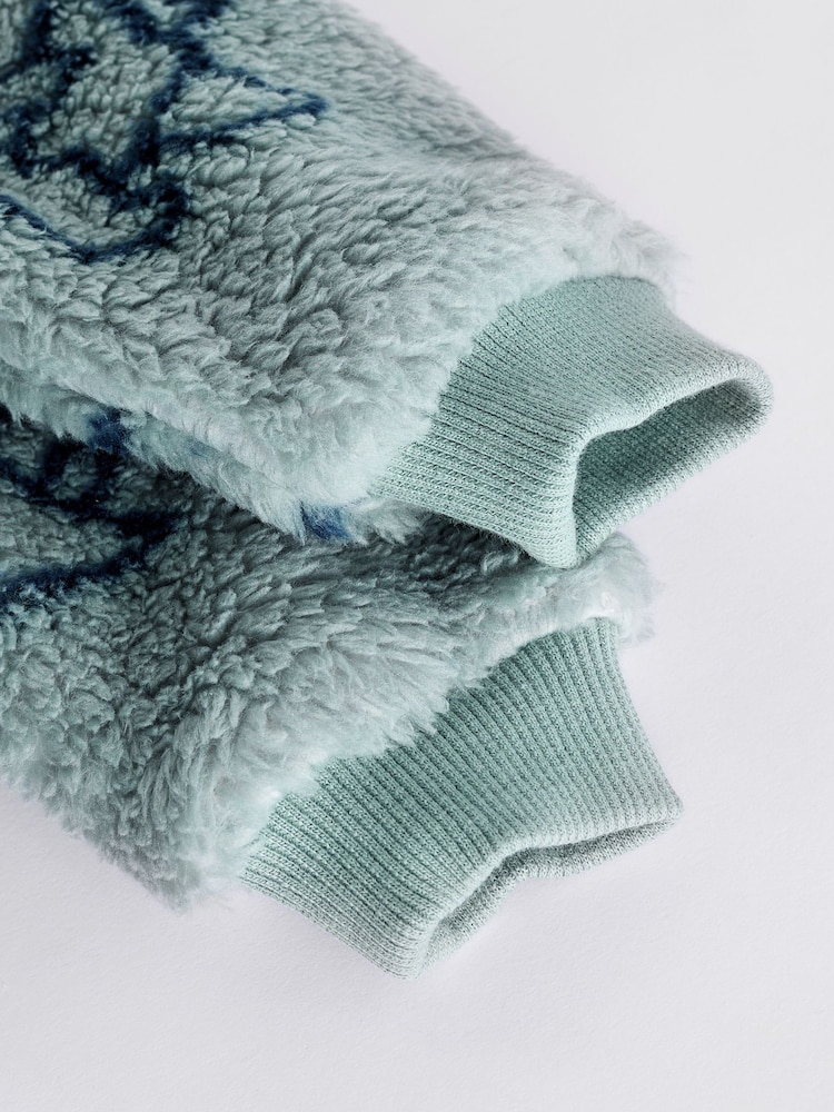 Teal Blue Character Baby Fleece Zip Sleepsuit - Image 3 of 6