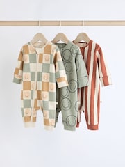Neutral/Schachbrettmuster - Fußlose Baby-Schlafanzüge mit Reißverschluss 100% aus Baumwolle 3 -Pack (0Monate-3Jahre) - Bild 1 von 16