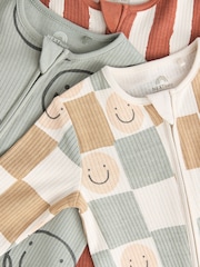 Neutral/Schachbrettmuster - Fußlose Baby-Schlafanzüge mit Reißverschluss 100% aus Baumwolle 3 -Pack (0Monate-3Jahre) - Bild 12 von 16