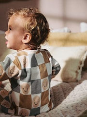 Neutral/Schachbrettmuster - Fußlose Baby-Schlafanzüge mit Reißverschluss 100% aus Baumwolle 3 -Pack (0Monate-3Jahre) - Bild 5 von 16