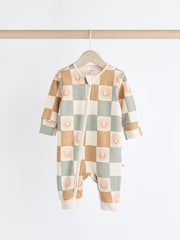 Neutral/Schachbrettmuster - Fußlose Baby-Schlafanzüge mit Reißverschluss 100% aus Baumwolle 3 -Pack (0Monate-3Jahre) - Bild 8 von 16