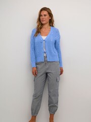 Kaffe Blue Maria V-Neck Tie Fastening Cardigan - Image 3 of 5