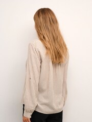 Kaffe Yellow Milia Long Sleeve Notch Neck Blouse With Linen - Image 2 of 4
