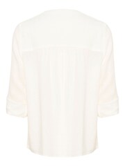 Kaffe Milia White Long Sleeve Notch Neck Blouse With Linen - Image 7 of 7