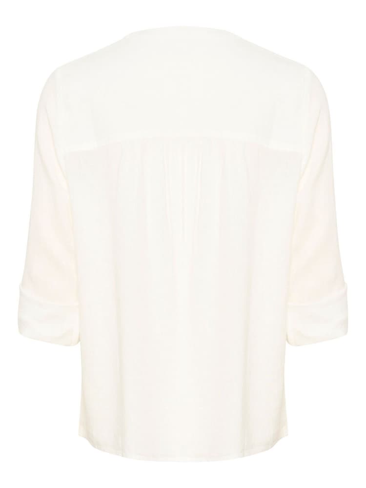 Kaffe Milia White Long Sleeve Notch Neck Blouse With Linen - Image 7 of 7