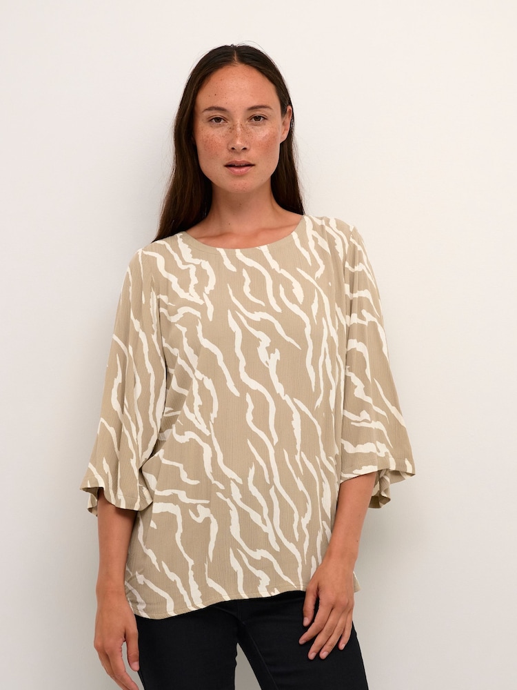 Kaffe Yellow Amber 3/4 Sleeve Round Neck Blouse - Image 1 of 6 Kaffe Yellow Amber 3/4 Sleeve Round Neck Blouse - Image 1 of 6