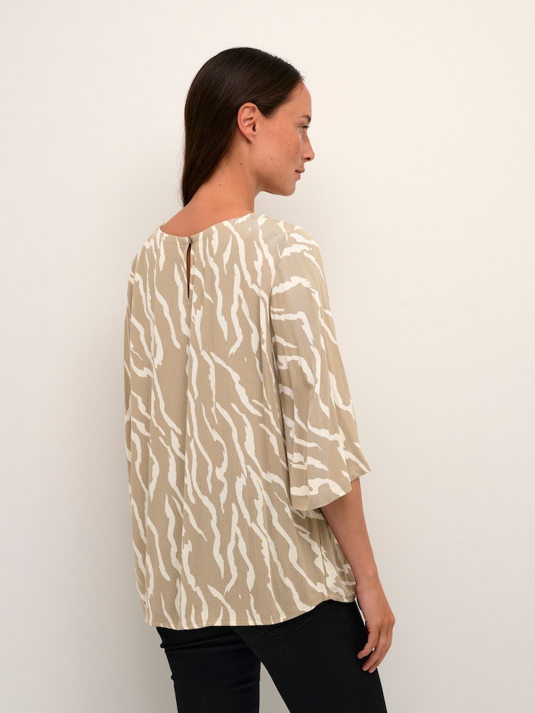 Kaffe Yellow Amber 3/4 Sleeve Round Neck Blouse - Image 2 of 6 Kaffe Yellow Amber 3/4 Sleeve Round Neck Blouse - Image 2 of 6
