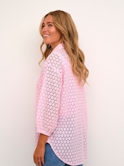 Kaffe Pink Loren Lace 3/4 Sleeve Sheer Shirt - Image 2 of 5
