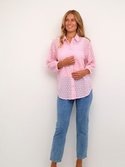 Kaffe Pink Loren Lace 3/4 Sleeve Sheer Shirt - Image 3 of 5