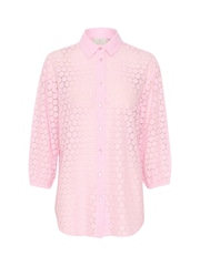 Kaffe Pink Loren Lace 3/4 Sleeve Sheer Shirt - Image 4 of 5