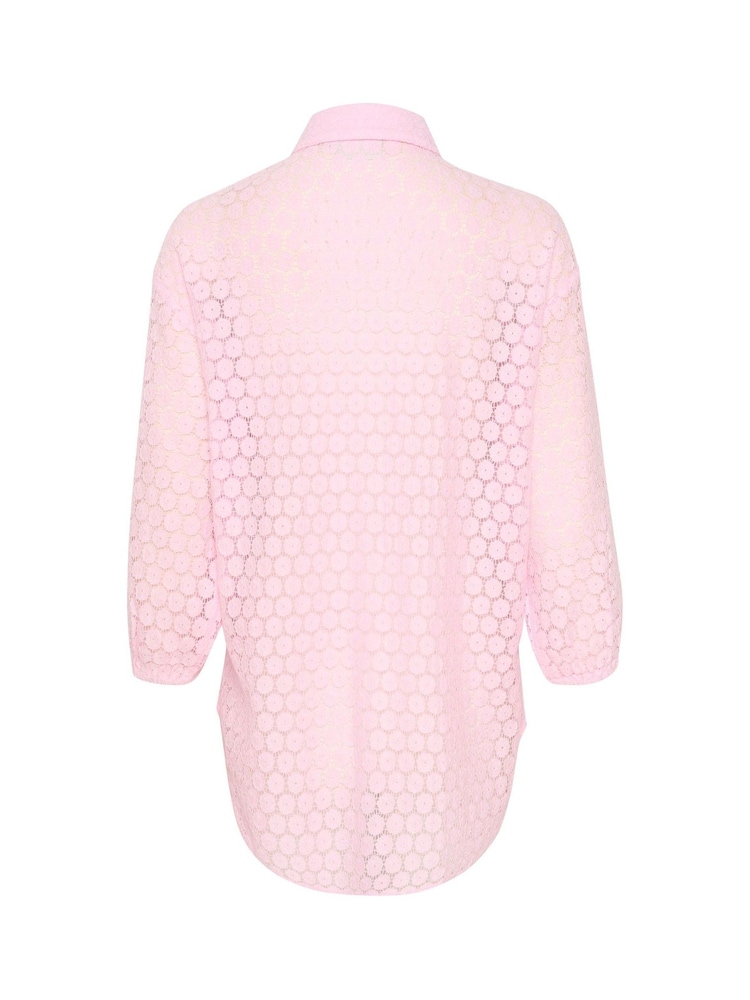 Kaffe Pink Loren Lace 3/4 Sleeve Sheer Shirt - Image 5 of 5