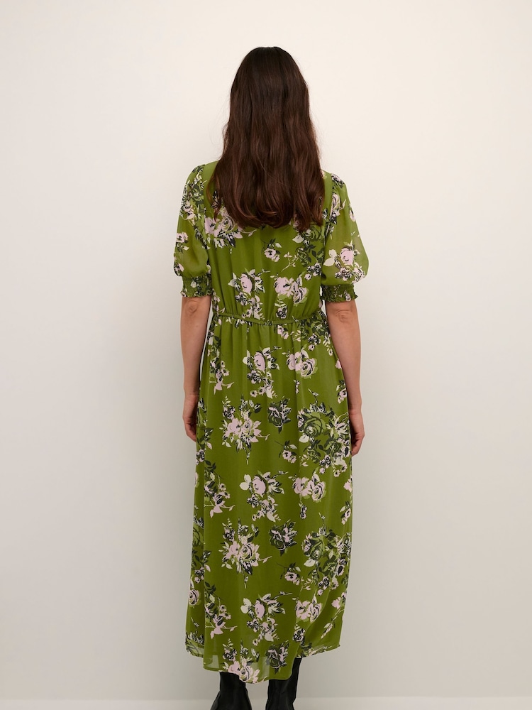 Kaffe Green Vita V-Neck Half Sleeve Maxi Dress - Image 2 of 4