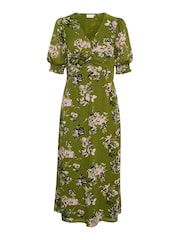 Kaffe Green Vita V-Neck Half Sleeve Maxi Dress - Image 3 of 4