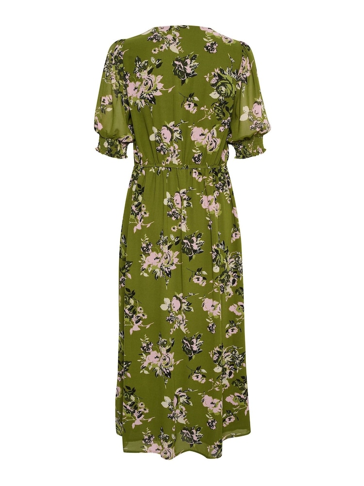Kaffe Green Vita V-Neck Half Sleeve Maxi Dress - Image 4 of 4