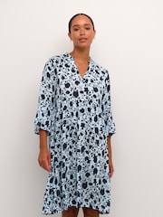 Kaffe Blue Isolde Casual Fit 3/4 Sleeve Dress - Image 1 of 6