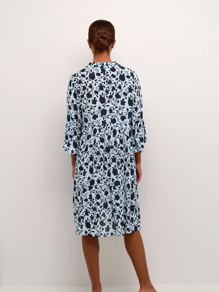 Kaffe Blue Isolde Casual Fit 3/4 Sleeve Dress - Image 2 of 6